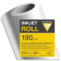 Papier couché blanc Clairefontaine - brillant - 190g - pour traceur 0,914 x 30 m - bobine