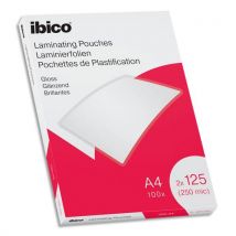 Pochettes de plastification brillantes Ibico - A4 - 100 microns - boite de 125