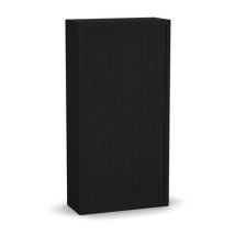 Armoire à rideaux monobloc H. 198 x L. 100 x P. 43 cm - corps noir - rideaux noir - équipée de 4 tablettes + rail
