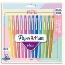 Feutre Papermate flair mettalic pastel - coloris assortis - blister de 12