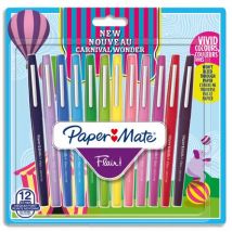 Blister de 12 stylos feutres PAPERMATE Flair Carnaval - Couleurs assorties