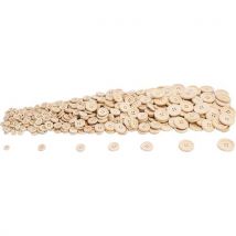 Paquet de 380 boutons en bois Sodertex, taille de 9 à 28 mm.