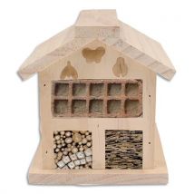 Kit hôtel à insectes Sodertex en bois + colle + clous - Dimensions (lxhxp) : 19 x 27 x 13 cm.