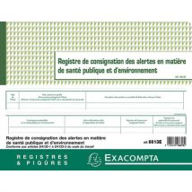 Registre piqûre de conSignation des alertes santé publique et environnement - Exacompta - Format 24x32cm 20p