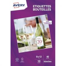 Sachet de 40 autocollants Avery - blancs - 9x12cm - Impression jet d'encre