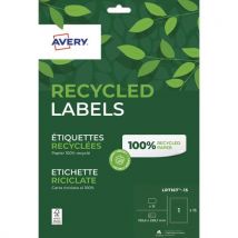 Boite de 15 étiquettes Avery, recyclées blanches 199,6 x 289,1mm - Impression Jet d'encre & Laser