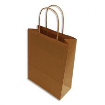 Boite 250 sacs poignées torsade Bong kraft naturel 100% - format 320 x 420 x 150 cm - Couleur Naturel