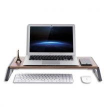 Support moniteur 4 ports USB Alba - Structure en MDF/pieds alu, supporte jusqu'à 12kg