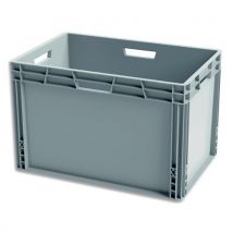 Bac de rangement Viso Gris en polypropylène - gerbable - charge 10L - Dimensions : L60 x l40 x H33 cm