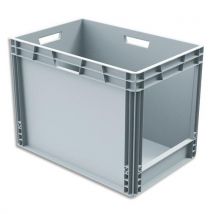 Bac de rangement Viso Gris en polypropylène - gerbable - capacité 90L - Dimensions : L60 x l42x H40 cm