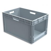 Bac de rangement Viso Gris en polypropylène - gerbable - capacité 65L - Dimensions : L60 x l32x H30 cm