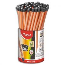 Pot de 72 crayons graphite Maped BLACK'PEPS - bois certifié FSC - triangulaires - embout peint - HB