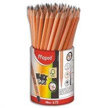 Pot de 72 crayons graphite Maped BLACK'PEPS - bois certifié FSC - triangulaires - embout gomme - HB