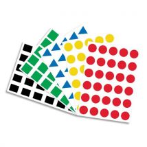 Sachet de 40 planches A5 de gommettes A5, O Color - 1200 gommettes - 4 formes assorties, 5 couleurs - Lot de 20