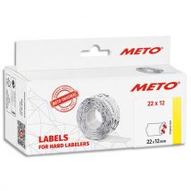 Boite de 6 rouleaux étiquettes Meto - 22x12mm - blanches sinusoïdales adhésif permanent