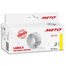 Boite de 6 rouleaux étiquettes Meto - 22x12mm - blanches sinusoïdales adhésif amovible