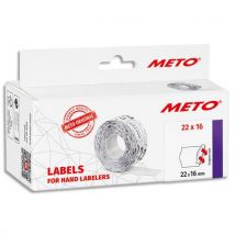 Boite de 6 rouleaux étiquettes Meto - 22x16mm - blanches sinusoïdales adhésif permanent