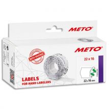 Boite de 6 rouleaux étiquettes Meto - 22x16mm - blanches sinusoïdales adhésif amovible