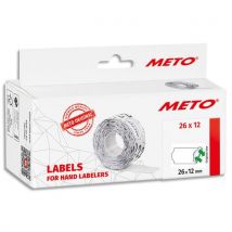 Boite de 6 rouleaux étiquettes Meto - 26x12mm - blanches sinusoïdales adhésif amovible