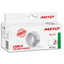 Boite de 6 rouleaux étiquettes Meto - 26x16mm - blanches sinusoïdales adhésif permanent