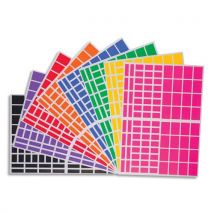 Sachet de 18 planches de gommettes rectangles 3 tailles - Cléopatre - 6 couleurs 3 planches par couleur