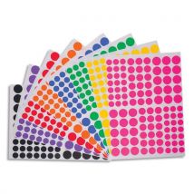 Sachet de 24 planches de gommettes Cléopatre rondes 3 tailles - 8 couleurs 3 planches par couleur