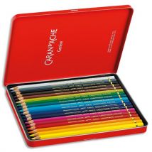 Boîte de 18 crayons de couleur Caran d'Ache PABLO résistante à l'eau - tendre, sèche - Bois cèdre FSC