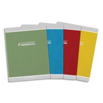 Cahier Recyclé Conquérant - 17x22cm - Seyès - 48 Pages - 90g - Agrafées - Couverture Carte Coloris Assortis