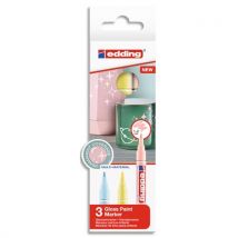 Etui de 3 marqueurs peintures Edding - E751 - Pointe 1-2mm - Couleurs pastels assorties