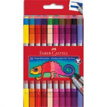 Pochette 20 feutres de coloriage Faber Castell. Double pointe : fine & moyenne. Coloris assortis