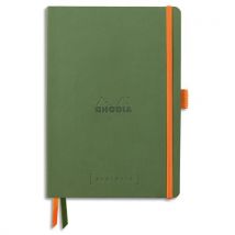 Carnet Rhodia Rhodiarama - souple - 14,8x21cm - 160 pages lignées avec élastique - Couverture simili-cuir Sauge