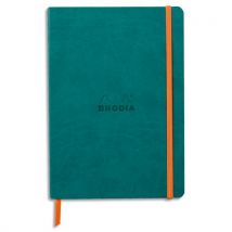 Carnet Rhodia Rhodiarama - souple - 14,8x21cm - 160pages lignées avec élastique - Couverture simili-cuir BleuPaon