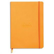 Carnet Rhodia Rhodiarama - souple - 14,8x21cm - 160 pages lignées avec élastique - Couverture simili-cuir Orange