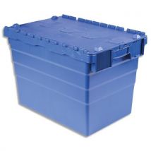 Bac de rangement navette VISO - 78L - polypropylène - Bleu - gerbable et emboîtable - poignées - Dim 60x40X41,6cm