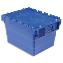 Bac de rangement navette VISO - 22L - polypropylène - Bleu - gerbable et emboîtable - poignées - Dim 40x30x25cm