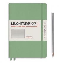 Carnet rigide Leuchtturm 1917 - 14,8x21cm - 251 pages lignées numérotées - Coloris Vert sauge