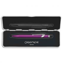 Stylo bille Caran d'Ache 849 Colormat X - Corps hexagonal en alu - finition microbillée - Slimpack-Violet - Lot de 2