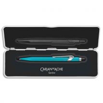 Stylo bille Caran d'Ache 849 Colormat X - Corps hexagonal en alu - finition microbillée - Slimpack-Turquoise - Lot de 2
