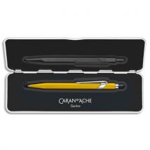Stylo bille Caran d'Ache 849 Colormat X - Corps hexagonal en alu - finition microbillée - Slimpack-Jaune - Lot de 2