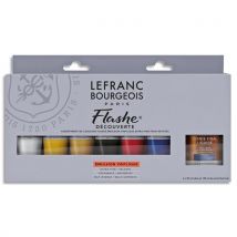 Coffret 6 tubes peinture vinylique Lefranc & Bourgeois - extra fine ''Flashe'' + vernis liquide mat - 120ml