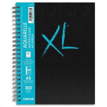 Carnet de 34 feuilles Canson XL Book Aquarelle - Format A5 - 300 grammes - grain fin - Spirale grand côté