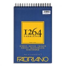Bloc Fabriano 1264 papier croquis - 120 feuilles A4 - Papier blanc ivoire 90 g/m² - Spirale sur la largeur