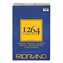 Bloc Fabriano 1264 papier croquis - 120 feuilles A3 - Papier blanc ivoire 90 g/m² - Spirale sur la largeur