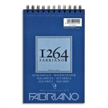 Bloc Fabriano 1264 Aquarelle - 20 feuilles A5 - Papier blanc naturel satiné 300g - Spirale sur la largeur