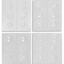 Lot de 4 moules Graine Creative - Plaques thermoformées de 3 moules en deux parties pour faire des gommes