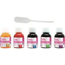 Lot de 5 flacons de 27 ml de colorants liquide pour bougies Graine Creative : jaune, rouge, bleu, vert, violet