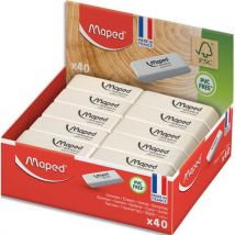 Display de 40 gommes à dessin Maped regular FSC - livré en présentoir - Lot de 40