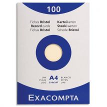Étui de 100 fiches bristol Exacompta non perforées 210x297mm A4 unies ivoire