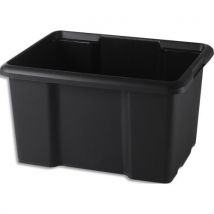 Bac de rangement noir superposable empilable Sundis France matière recyclée 45L 39,5 x 43,5 x 55,5 cm