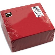Paquet de 50 serviettes cocktail Pronto micro-gaufrées ouate 2 plis - 20x20 cm - Rouge